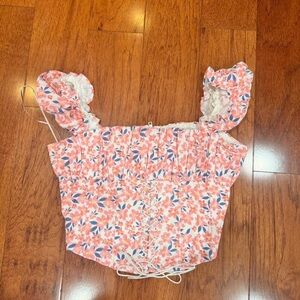 Princess Polly Floral Pink and White Women's Top